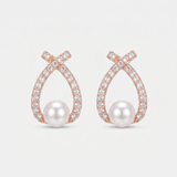 Rose Gold Teardrop Pearl Earrings