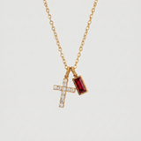 Red Crystal Cross Bead Necklace