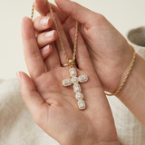 Baguette Zirconia Cross Rope Necklace