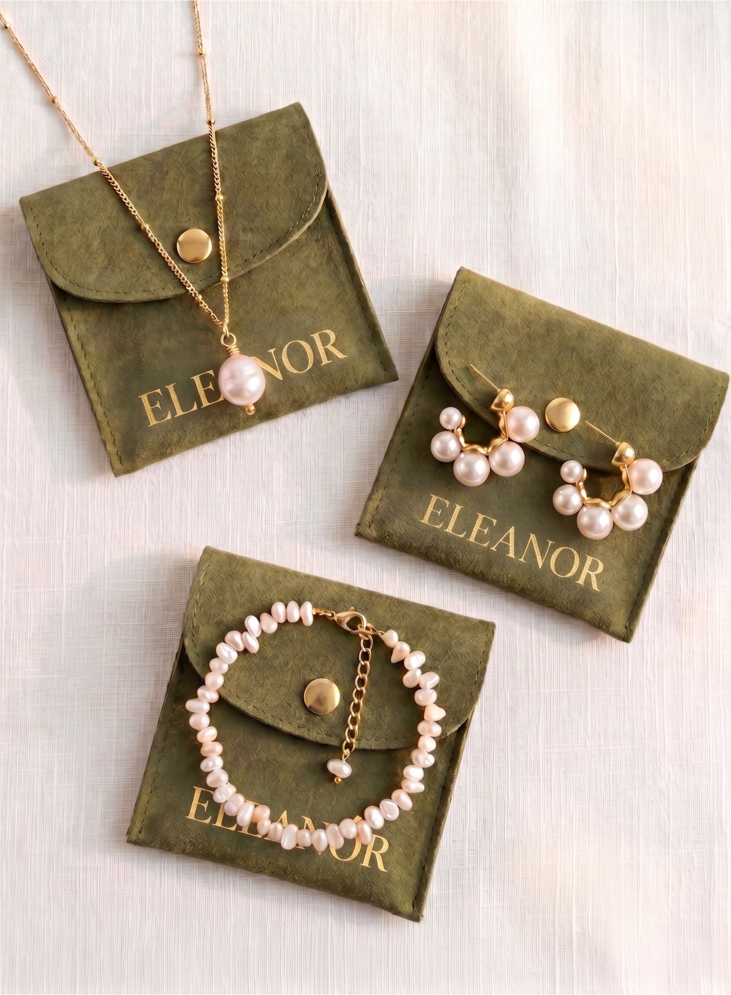 Eleanor branded jewellery pouch included with every order