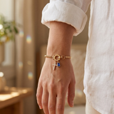 Blue Cross and Crystal Bead Bracelet