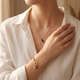 Blue Cross Necklace and Bracelet Set