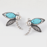 Women’s Silver Plated Turquoise Dragonfly Stud Earrings - Eleanor