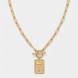 Gold Engraved Cross Medallion Necklace
