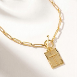 Gold Engraved Cross Medallion Necklace