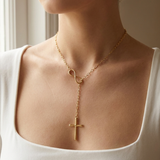 Gold Infinity Cross Pendant Necklace