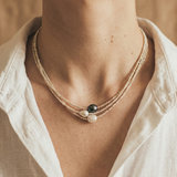 Triple Row Pearl Contrast Necklace