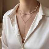 Pearl Strand and Lariat Necklace Set