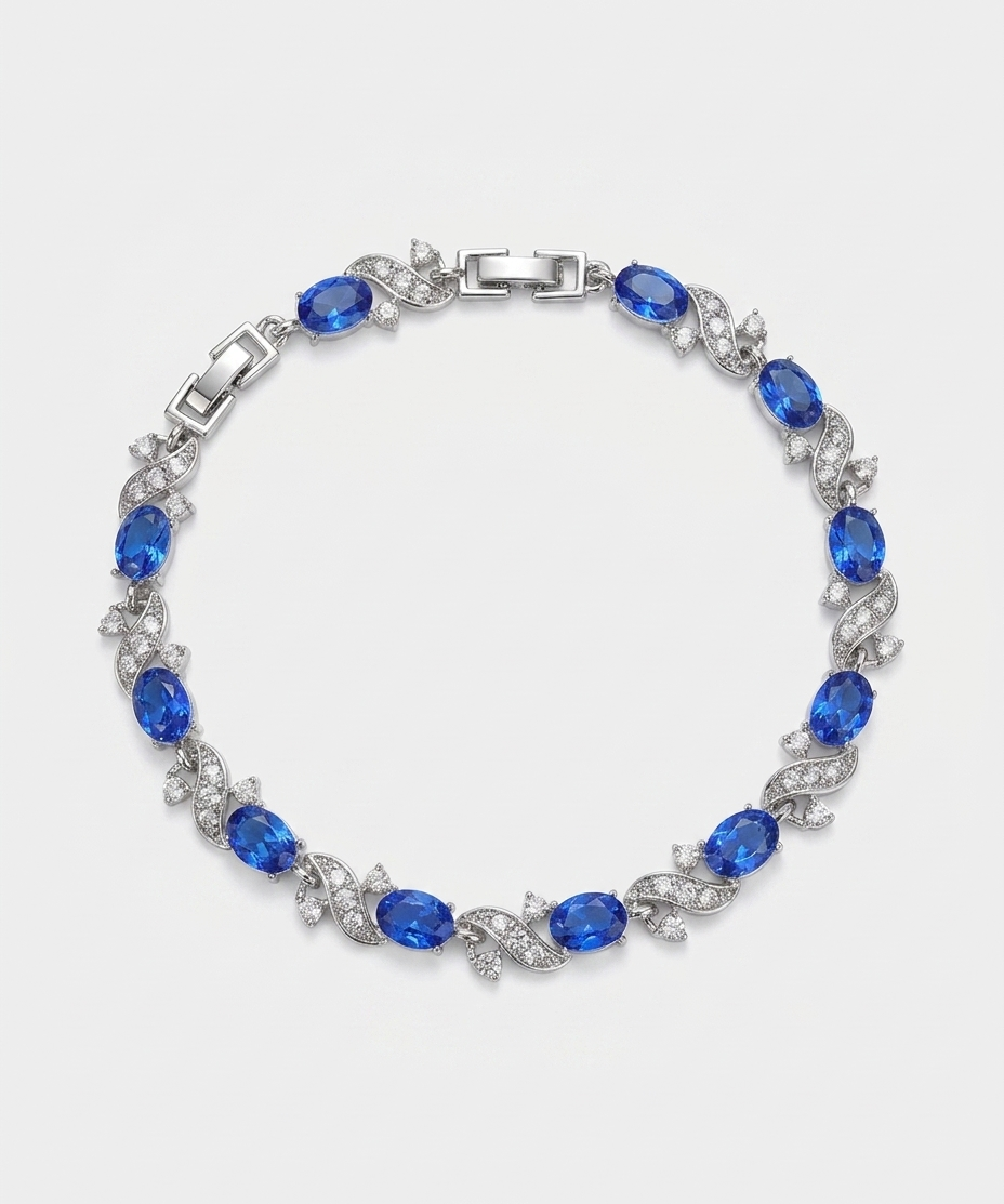 Sapphire Blue Zirconia Silver Bracelet