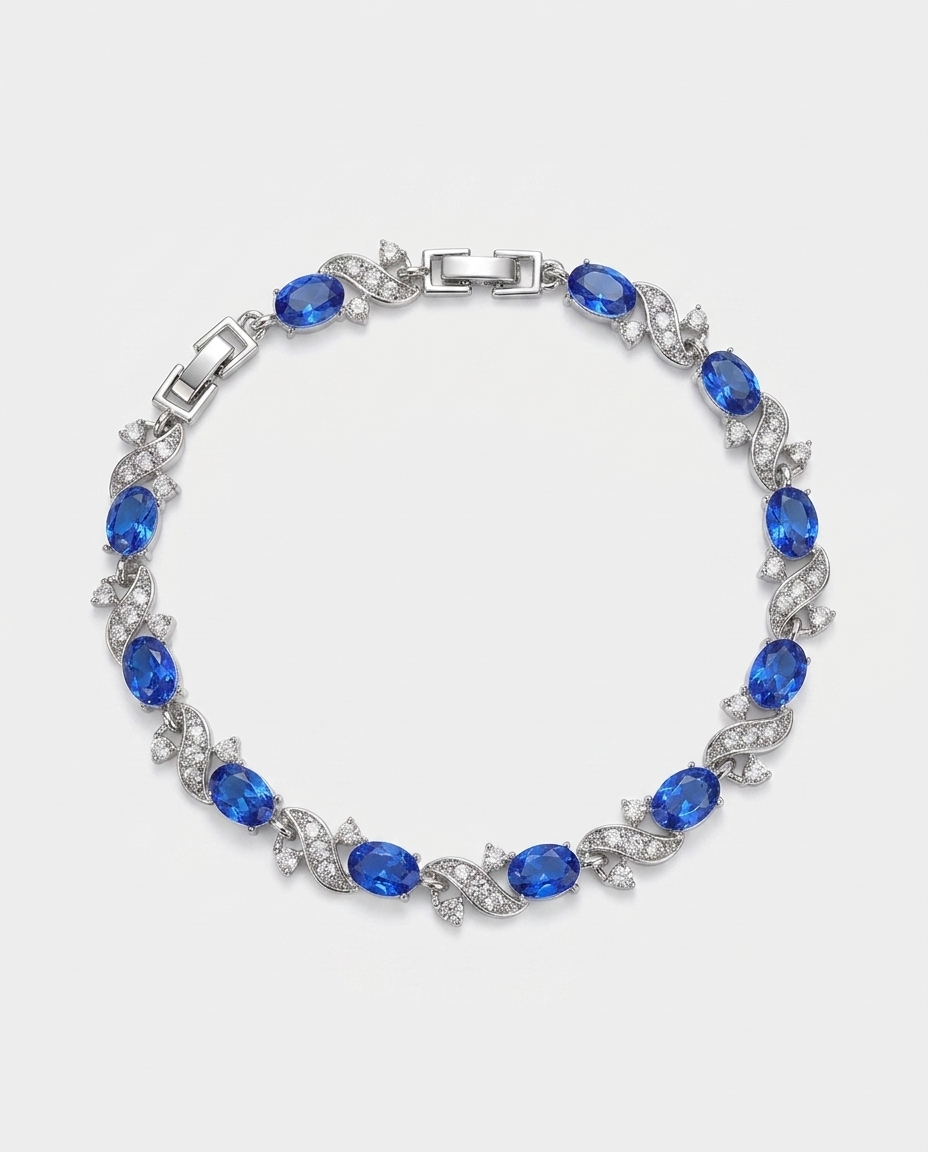 Sapphire Blue Zirconia Silver Bracelet