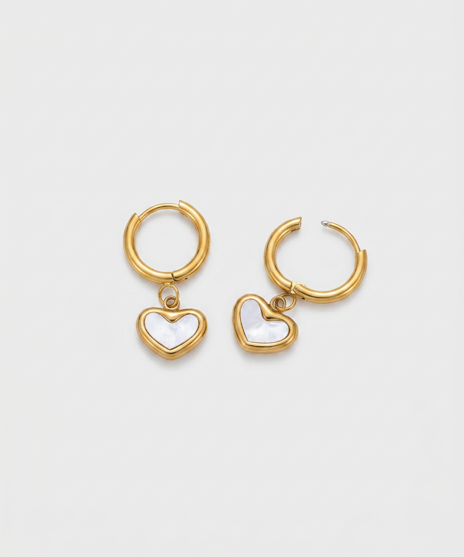 Heart Drop Gold Hoop Earrings