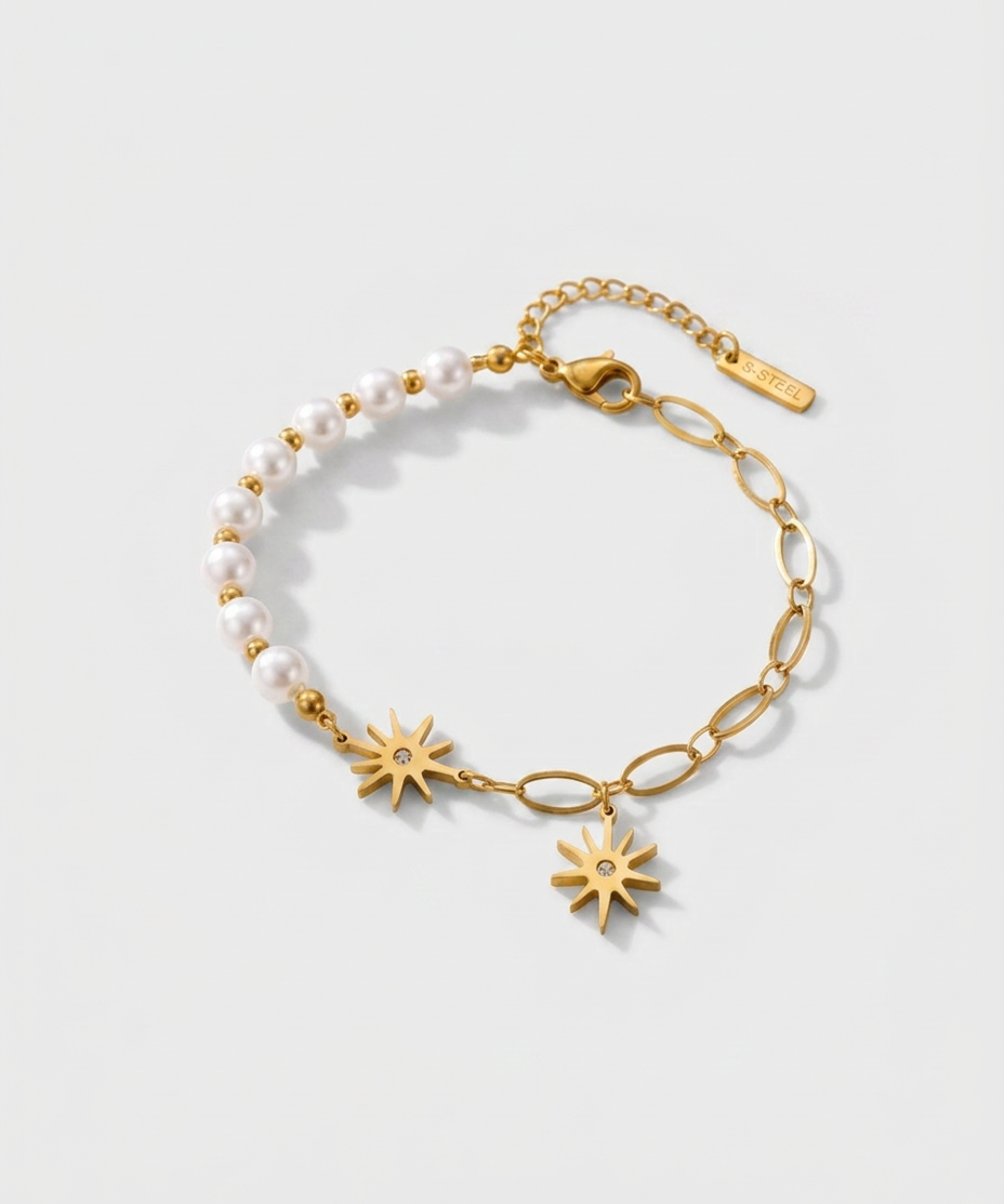 Pearl and Sun Charm Bracelet