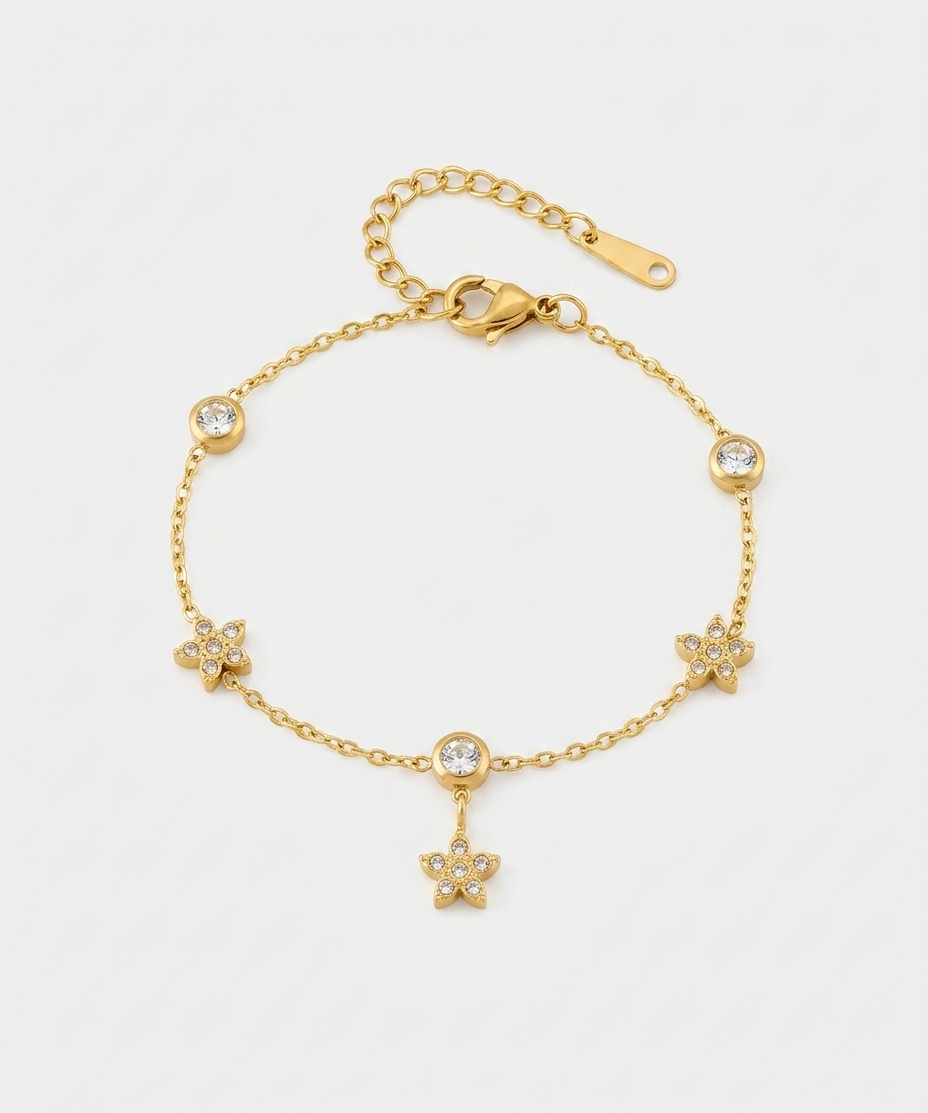 Star and Zirconia Gold Bracelet