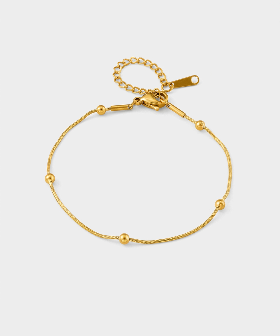 Gold Bead Snake Chain Bracelet