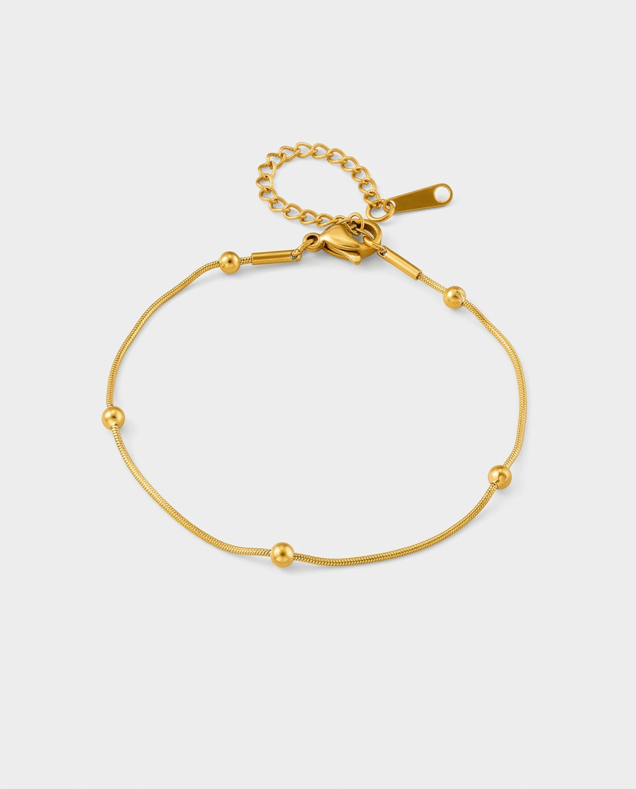 Gold Bead Snake Chain Bracelet