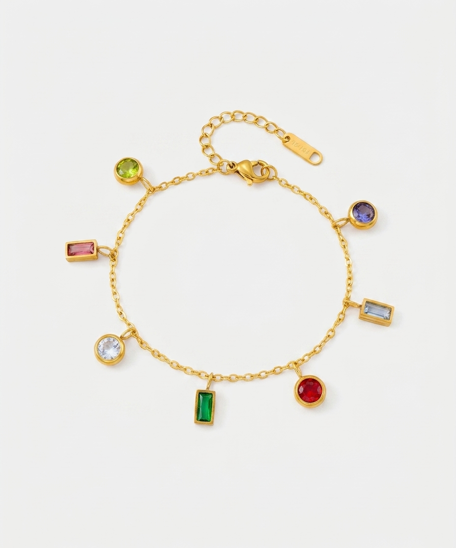 Multicolour Zirconia Charm Bracelet