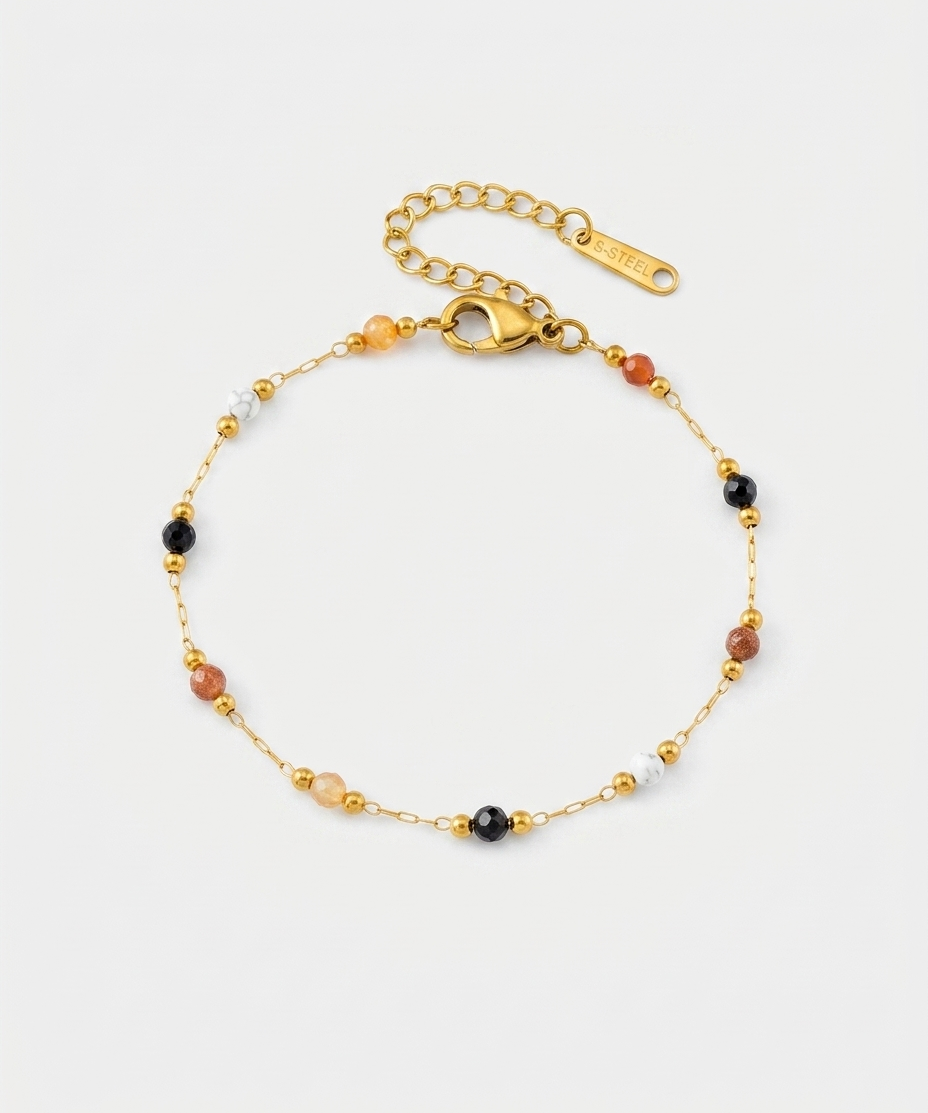 Multicoloured Bead Gold Bracelet