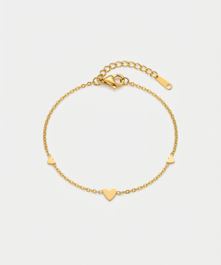 Tiny Hearts Gold Chain Bracelet