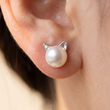 Women’s Sterling Silver Cat Pearl Earrings - Eleanor
