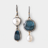 Women’s Blue Stone Pearl Earrings - Eleanor