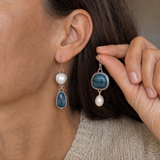 Women’s Blue Stone Pearl Earrings - Eleanor