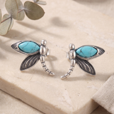 Women’s Silver Plated Turquoise Dragonfly Stud Earrings - Eleanor