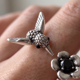 Women’s Adjustable Silver Plated Hummingbird Ring - Eleanor