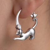 Women’s Sterling Silver Cat Hoop Earrings - Eleanor