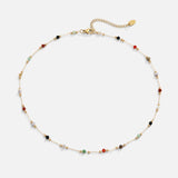 Natural Stone Paperclip Chain Necklace