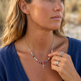 Beaded Cross Four Necklace Set